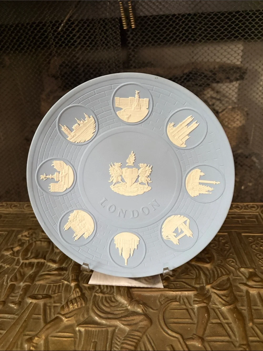 Wedgwood Blue and Cream London Relief Plate 8 3/4” diameter.